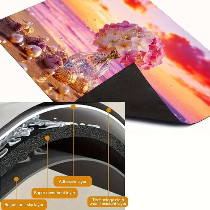 HOMETITUTE Summer Stove Top Covers for Electric Stove 28x20 Inches Sunset Beach Flower Seashell Heat Resistant Glass Cooktop Protector Pad Decorative Stovetop Cover for Kitchen Coffee Bar Decor