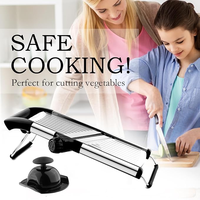 Weltonhm Mandoline Slicer for Kitchen, Mandolin and Julienne for Vegetables | Stainless Steel Mandoline Slicer for Onion, Cucumber, Cabbage, Potato and Carrot Vegetable Slicer with Cut-Resistant Gloves