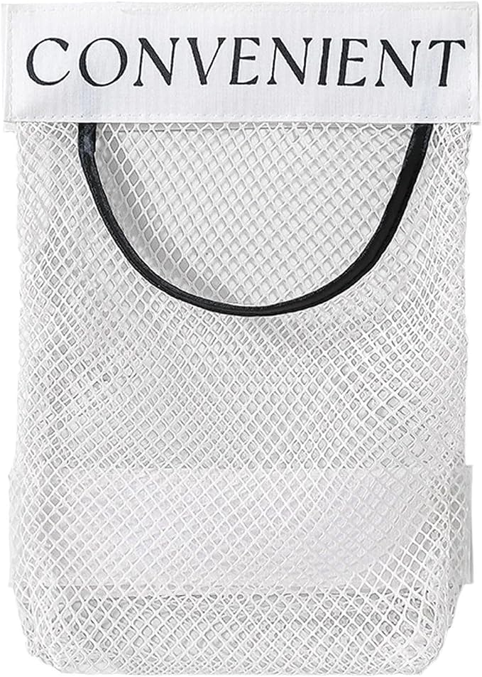 2 Pack Trash Bag Holder Dispenser Sticky Wall Mount Mesh Convenient Storage Organizer for Home Kitchen Grocery Plastic Shopping Garbage Bags Reusable Produce Tote Bag