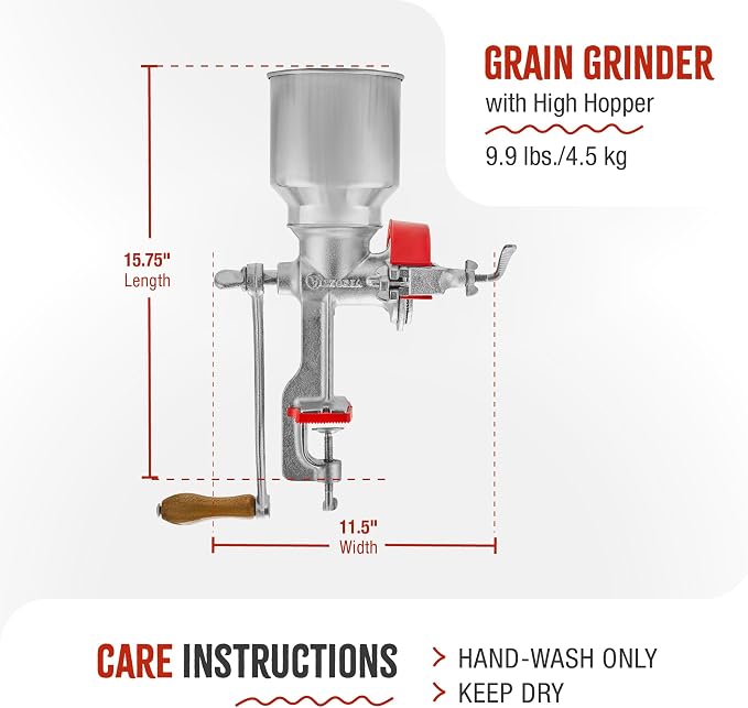 Victoria Manual Cast Iron Grain Mill with High Hopper, Premium Corn-Grinding Mill and Grain Grinder, Made in Colombia | Premium Corn-Grinding Mill and Grain Grinder, Made in Colombia