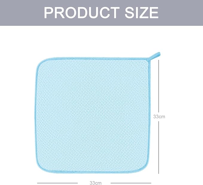 MaopaoBeauty 6 Pack Washcloth Set - Quick Drying & Absorbent Microfiber Gym Towels 13x13 inches - Lightweight & Thin Yoga Towels - Multi-Purpose Camping Towels for SPA, Hotel & Bathroom, Light Blue