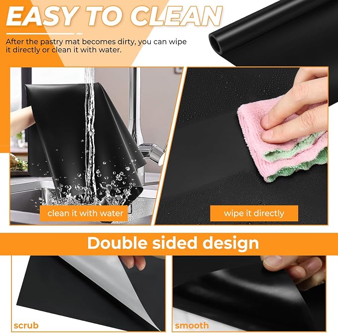 VOKOY Large Silicone Mat for Crafts, 36"x24", Extra Large Silicone Mats,Thick Black Silicone Mat for Kitchen Countertop, Heat-resistant Washable Large Silicone Pastry Mat for Crafts Painting Baking