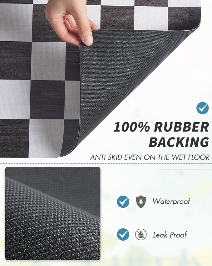 AMOAMI Dish Drying Mat for Kitchen Counter-Coffee Mat Bar Accessories, Hide Stain, Rubber Backed, Absorbent, Fit Under Coffee Maker, Espresso Machine, Pot, Dish Rack,(12x19,Buffalo Black)