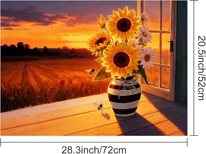 HOMETITUTE Spring Stove Top Cover 28x20 Sunflowers Sunset Heat Resistant Protector