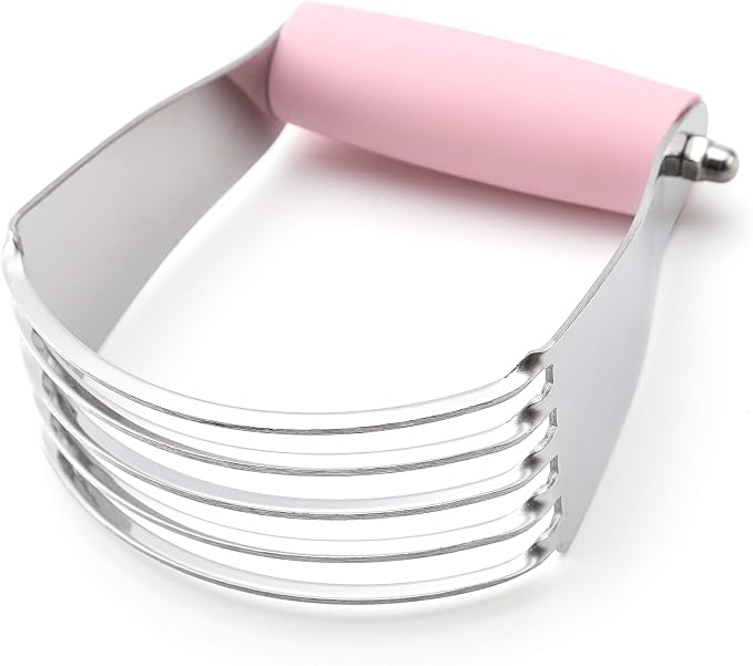 Spring Chef Medium Dough Blender Hand Tool - Pastry Cutter - Pink Lemonade | Heavy Duty Dough Mixer w/ Stainless Steel Blades, Professional Pastry Blender for Easy Mixing, Dishwasher Safe