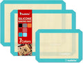 Katbite Silicone Baking Mat Set of 3 Dark Blue | 2 Half Sheets Mats + 1 Quarter Baking Sheet, Reusable & Nonstick Bakeware Mats for Cookies, Macarons, Bread