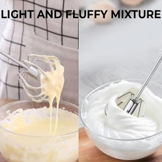 Stainless Steel Whizzy Whisk, Semi Automatic Whisk Egg Whisks Mixer for Stirring, Blending, Whisking, & Beating Blender, Hand Push Mixer (10 inches)