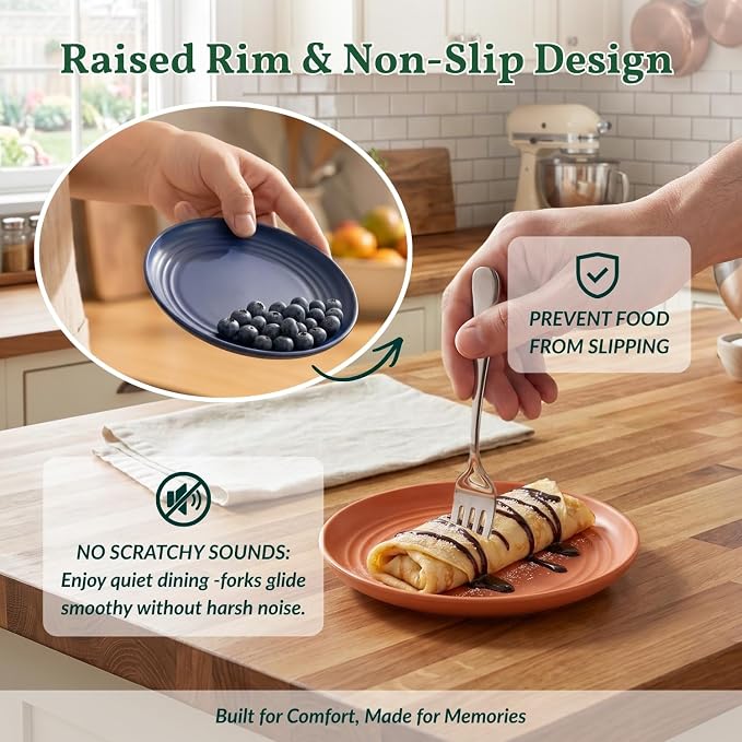 5.7 Inch Small Plates-Wheat Straw Mini Plate, Unbreakable Plate Set Ideal for Dessert, Appetizers, Small Serving, Side Dish, Lightweight Dessert Dishes Plates, Set of 8, Colorful
