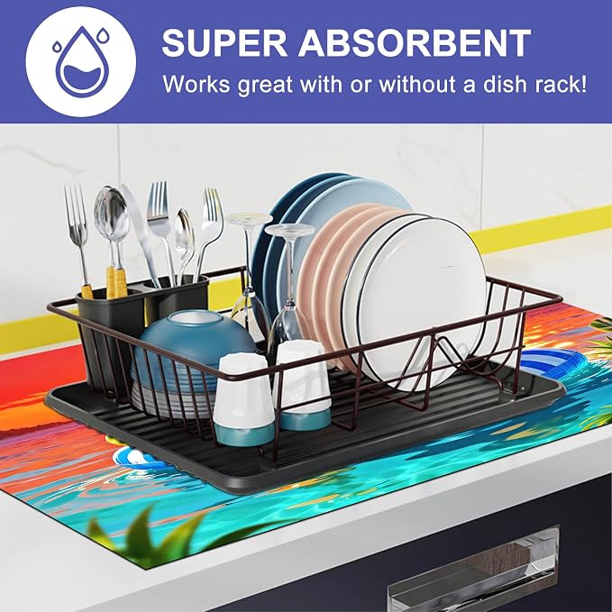 HOMETITUTE Summer Stove Top Cover 28x20 Tropical Parrot Ocean Heat Resistant