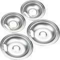 Chrome Steel Stove Drip Pans for Whirlpool Maytag Kenmore 4-Pack | Includes 2 x 6" and 2 x 8" chrome steel drip pans replacing W10196405, W10196406 and W10278125