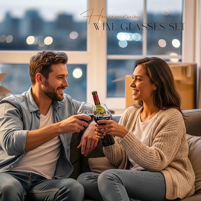 AW BRIDAL House Warming Gifts New Home Wine Glasses and Decanter Set, 2026 Closing Gifts for Home Buyers and Homeowner, New Apartment Gift Basket for Women Friend, First House Gift for Couple Newlywed