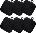 6pcs Pot Holders for Kitchen, Cotton Kitchen Hot Pads, Heat Resistant Oven Mitts and Pot Holders Sets (Black,6)