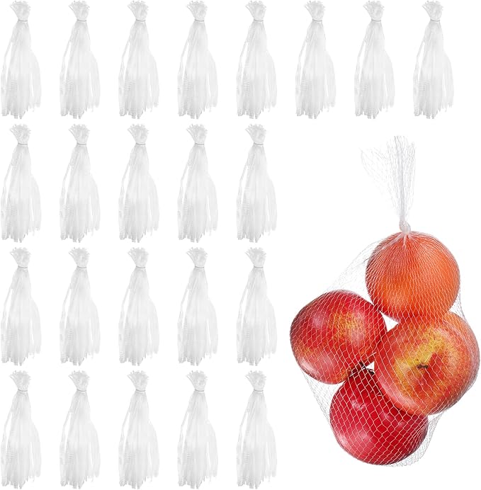 uxcell 150pcs Egg Hatching Bags, 12 Inch Mesh Nylon Netting Reusable Produce Mesh Bags Strong Stretchable Plastic Seafood Boil Bags for Fruits Vegetables Storage, White