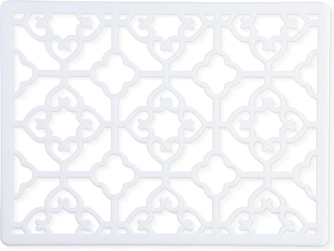 GASARÉ, Extra Large, Thick, Silicone Trivet for Hot Dishes, Pots, and Pans, Heat Resistant Mat for Countertop, Hot Pad for Kitchen, Easy to Clean, 16 x 12 x 3/8 Inches, (White, Spaniard)