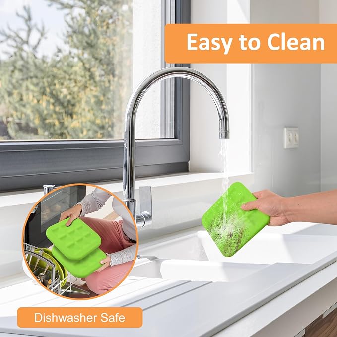 Silicone Trivets for Hot Pots and Pans, Pot Holders Hot Pads 6 Pack Silicone Mats for Kitchen Counter, Soft Durable Drying Mat, Jar Opener and Coasters (Green)
