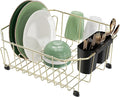 Small in Sink Dish Drying Rack - Stainless Steel for RV Kitchen | Compact Design for Apartments, Angled Corners Fit Square & Round Sinks, Utensil Holder, Cup Hooks, 1-2 Person, 11.6" x 13.4"