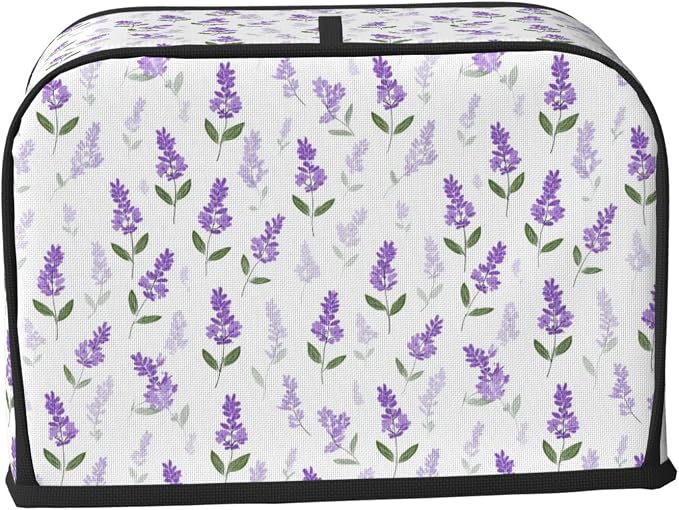 2 Slice Toaster Cover Lavender Flower Pattern Dust Proof Washable Kitchen Appliance Cover with Pocket, Oxford Fabric Countertop Toaster Protector for Standard Toasters Small Appliances