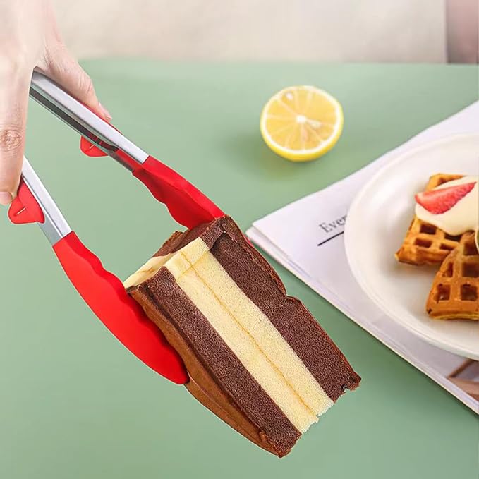 Kitchen Tongs with Silicone Tips 12-9Inch Stainless Steel Tongs for Cooking Heat Resistant Silicone Cooking Tongs Perfect for Grilling, Salad, and Canning,Link 2ps (red)