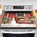 Snowman Glass Stove Top Cover Protector,Christmas Courtyard Electric Stove Top Cover Glass Top Stove Cover Protector,Heat‑Resistant Stove Top Cover,Hummingbird Kitchen Decor Accessories