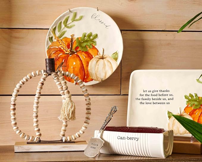 Mud Pie Can-Berry Ceramic Cranberry Serving Dish, Includes Spatula | Holds 1 Can Cranberries, Holiday, Thanksgiving, and Christmas Novelty Serveware, White, Cranberry Dish Server