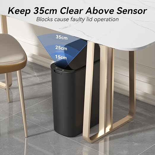 FRESHLIX 5 Gallon Bathroom Automatic Trash Can with Lid, Motion Sensor Touchless Trash Bin,Smart Electric Slim Waterproof Garbage Bin for Toilet, Office, Kitchen, Bedroom, Living Room (Black)