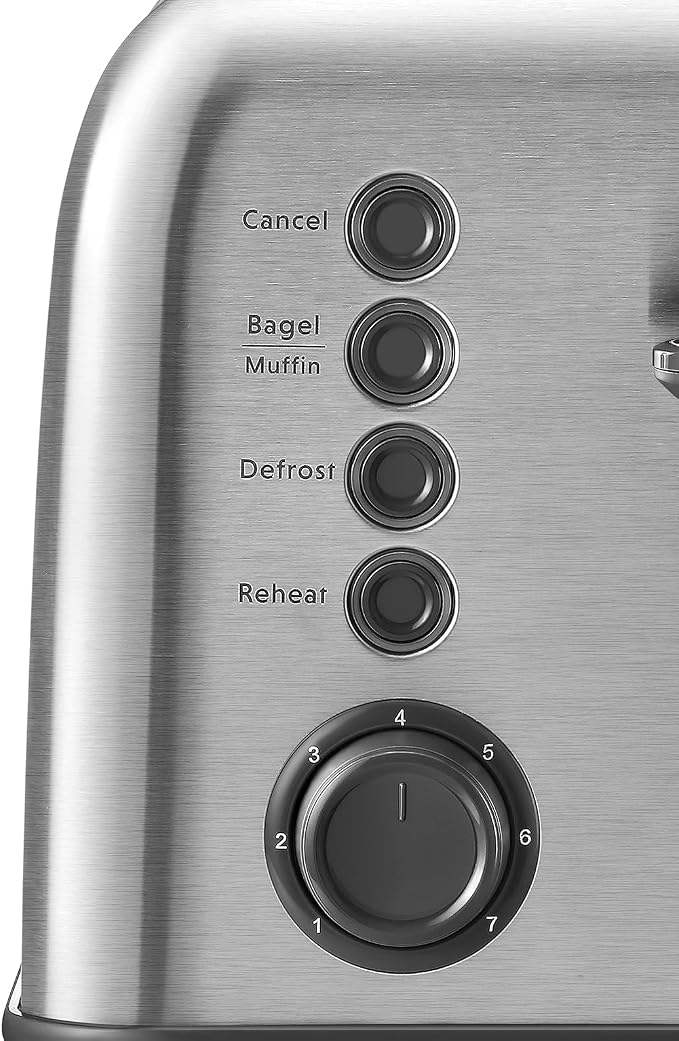 BUYDEEM DT620 2-Slice Toaster, 7 Shade Settings, Extra Wide 1.5'' Slots for Bagel & English Muffin, 6 Toasting Functions, Retro Stainless Steel Toaster with High Lift Lever, Silver