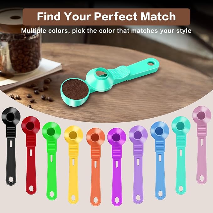 2-in-1 Coffee Scoop with Funnel, 2 Tbsp Measuring Spoon for Reusable K Cups, Ground Coffee, Protein Powder & Tea, Mess-Free Plastic Design（Light Green-1pack）