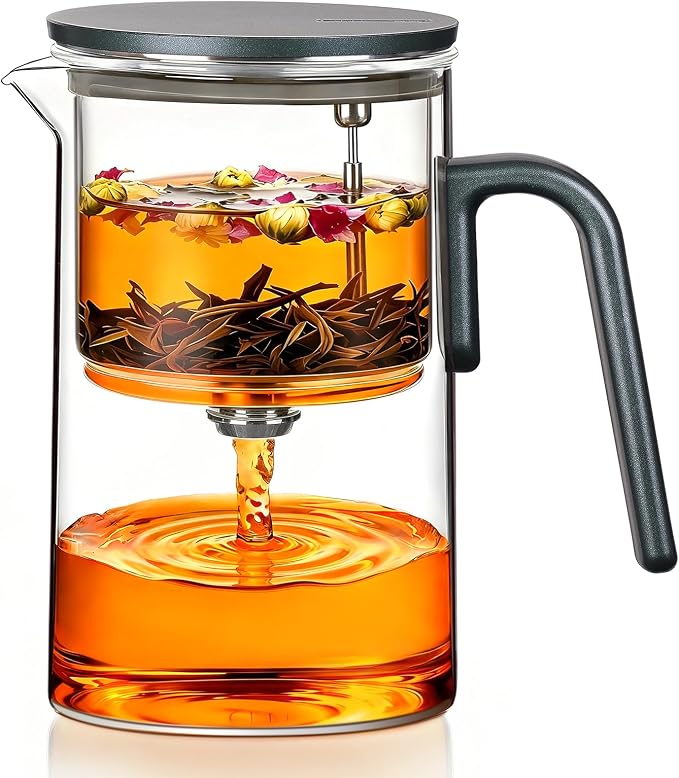 ZENS Magnetic Teapot with Infuser, 28oz Magic Tea Pot for Loose Leaf Tea | Glass Teapot with Infusers for Loose Tea Steeper, Echanted Tea Pot for Herbal Tea Lovers, Dark Green