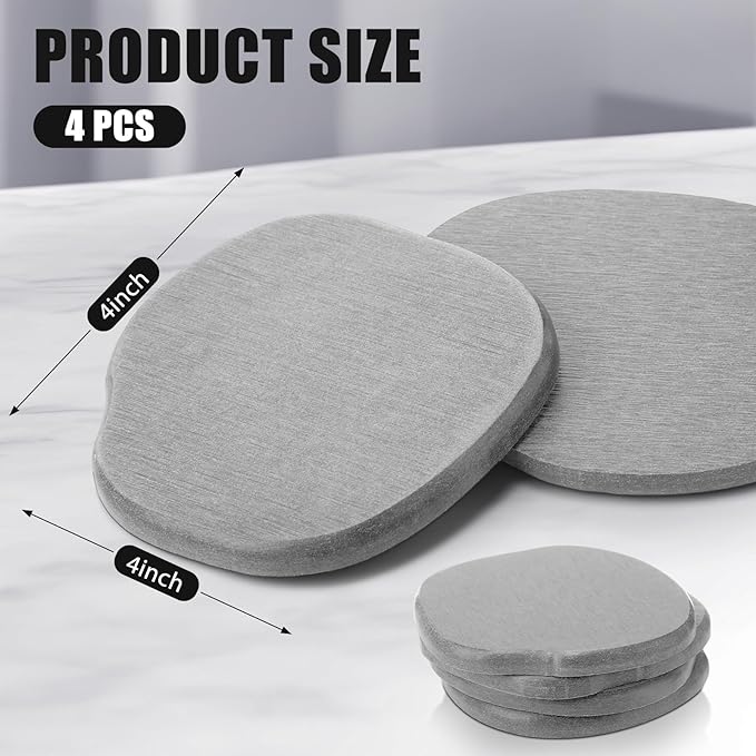 Diatomaceous Earth Coasters Set of 4，Cool Absorbent Quick-Dry Drink Coasters for Desks, Cute Modern Stone Design with Stylish White Aesthetic (4, Light Grey)