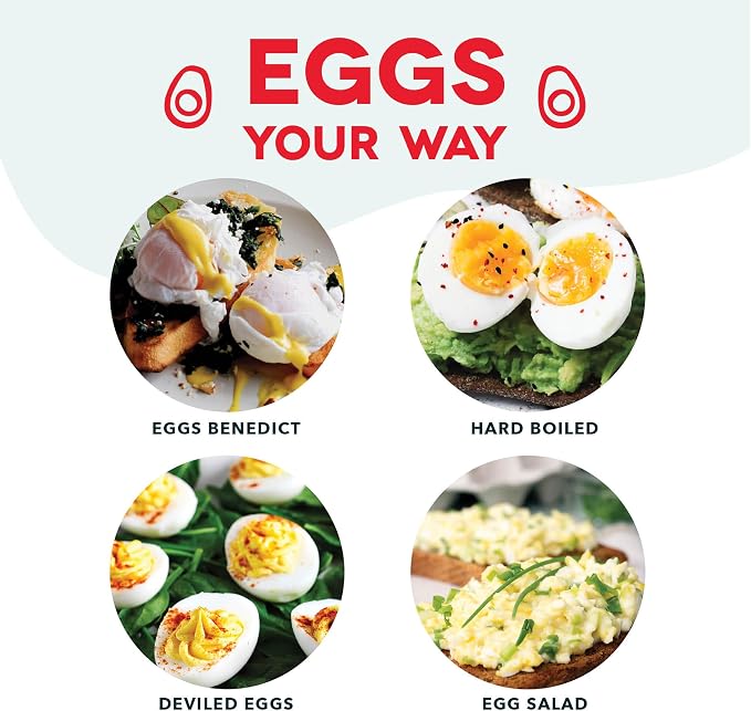 Dash Rapid Egg Cooker, 7 Hard Boiled Eggs, Red | Electric Egg Poacher, Boiler, Steamer & Omelette Maker Machine, Soft or Poached Eggs for Breakfast, Auto Shut-Off, BPA-Free