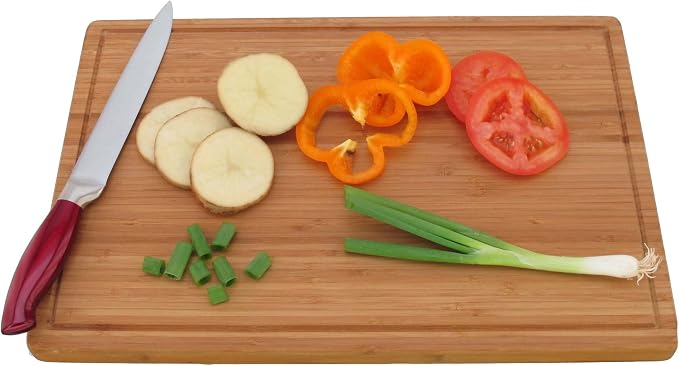 BambooMN Brand - Heavy Duty Premium Bamboo Cutting Board - 17.5"x12"x0.75" - Grooved - 2 Pieces