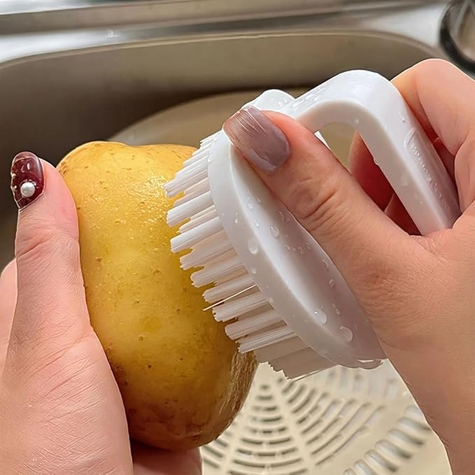 2 Pack Vegetable Scrubber Brush | Fruit Vegetable Stiff Bristles, Veggie Wash Brushes, Cleaner Tools for Fruits/Potatoes/Carrots, Green+White