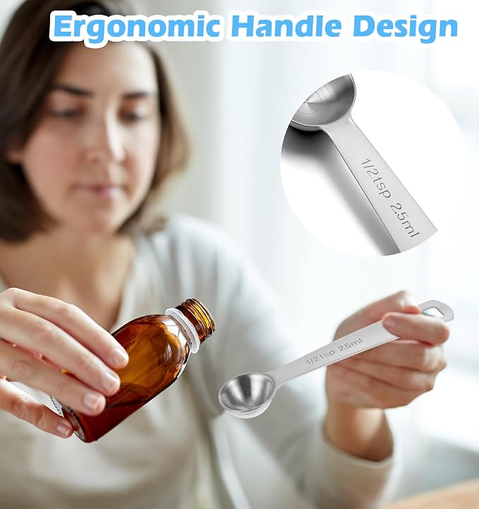 1/2 Teaspoon Measuring Spoons, 3Pcs Stainless Steel Short Design Kitchen Tools for Precise Cooking Baking Spices Measurement, 2.5ml