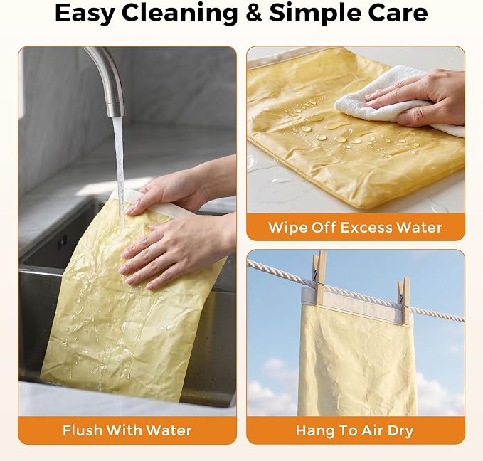 Beeswax Bread Bags for Homemade Bread - 2 Pack- Extra Large 17"×13" Reusable Sourdough Bread Bags for Storage with Zipper Closure, Keep Bread Fresh Naturally, Freezer Safe
