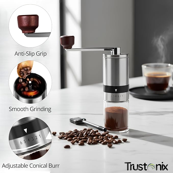 Manual Coffee Grinder for Home & Travel | Portable Hand Coffee Grinder | Cocoa Beans Grinder | Compact Design | Smooth Grinding | Easy To Use | Higher Efficiency | Powerful & Stable