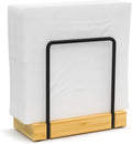 Wican Napkin Holder for Table, Bamboo Iron Standing Napkin Dispenser | Kitchen Dining Table Farmhouse Cocktail Picnic Rustic Wood Holders, Mail Bills, Suitable Dining Room Decors, Black & Yellow