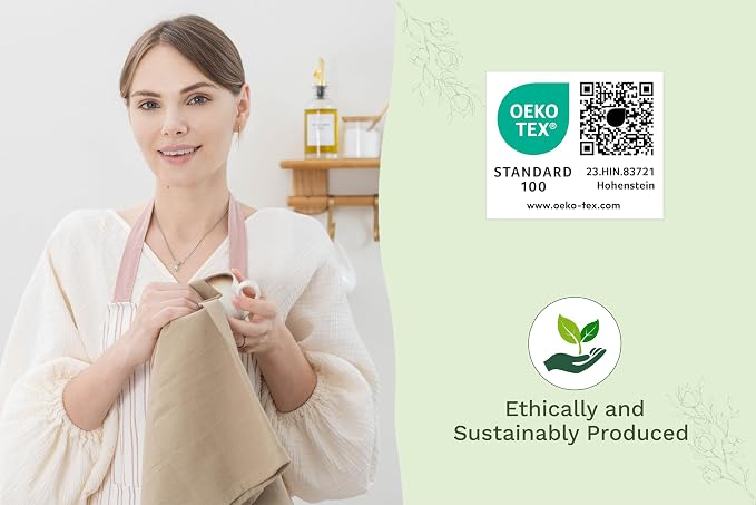 Beige Flour Sack Tea Towels - 100% Organic Cotton, 5 Pack, 27"x27", Highly Absorbent Beige Dish Towels - Versatile Lint-Free Kitchen Towels for Baking - Customizable and Easy to Embroider (5 Pack)