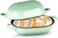 TeamFar Enameled Cast Iron Bread Loaf Pan, 2 QT Oval Dutch Oven with Lid | for Sourdough Bread Baking, Enameled Meatloaf Loaf Baking Pan with Lid, Even Heating & Self-Basting, Pistachio Green