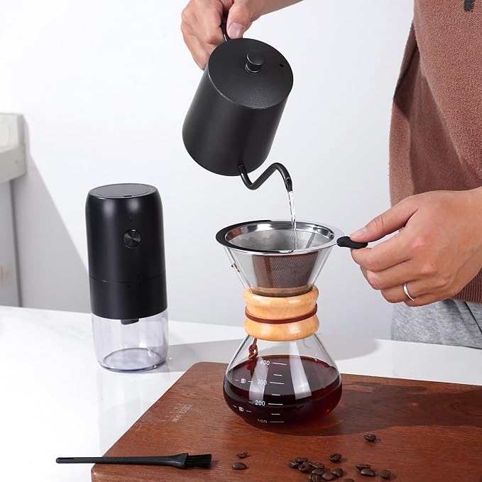 Pour Over Coffee Maker Set, Coffee Pour Over Dripper Kit with Kettle | All in One Coffee Set with Electric Coffee Grinder and Scale, Coffee Dripper Set with Carafe and Filter, Coffee Brewing Kit