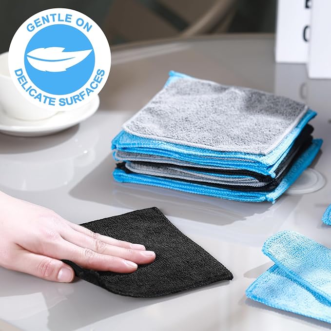 50 Pcs Dry Erase Cloth,6 X 6 Inch,Blue/Gray/Black | Cleaning Rags Reasonable Whiteboard Cloth Kitchen Towels Microfiber Towels Cars Wash