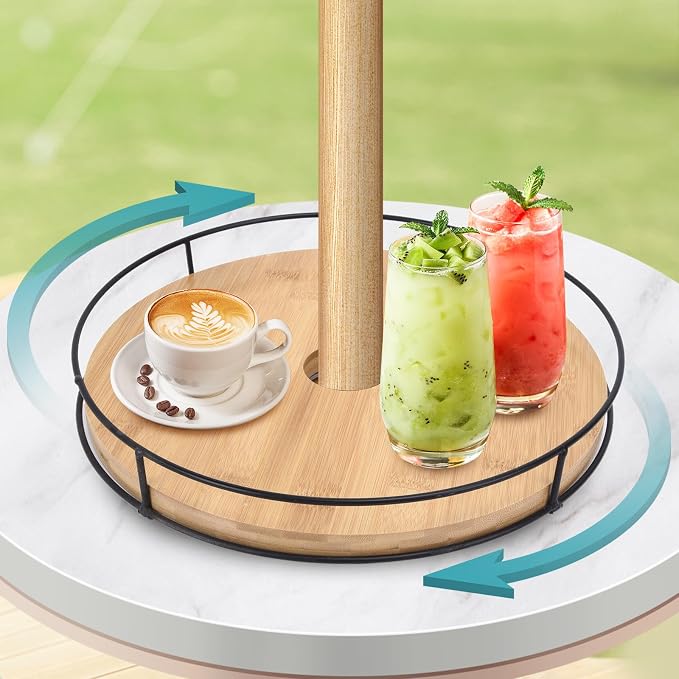 12" Lazy Susan with Umbrella Hole for Outdoor Patio Table - 360° Rotation Iron Turntable Organizer for Beach Umbrellas Patio Garden Swimming Pool