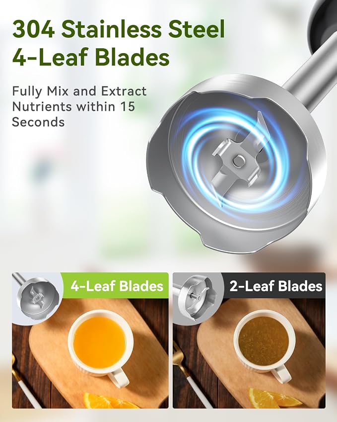 1000W 5 in 1 Immersion Blender Handheld BPA-Free 12 Speed Hand Mixer Stick | 304 Stainless Hand Blender, Mixing Beaker, Chopper, Whisk, Milk Frother, Soup, Smoothies, Baby Food, Sauce