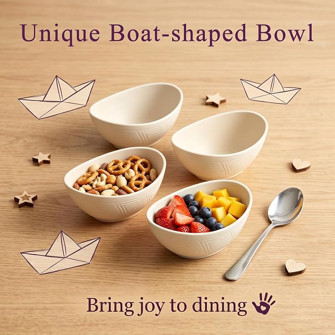 Dessert Bowls 10oz, Wheat Straw Bowls Set of 6, Unbreakable Plastic Bowls Reusable for Breakfast, Snack, Dessert, Side Dish, Microwave Safe Kitchen Bowls for Party, RV, Camping - Beige