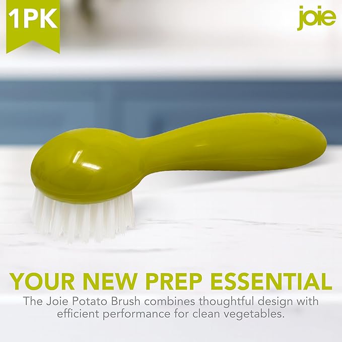 Joie Potato Scrub Brush, Ergonomic Easy Grip Handle, Cleans Fruits and Vegeables of All Types | Ideal for Potatoes and Hard Vegetables, BPA-Free and Top Rack Dishwasher Safe