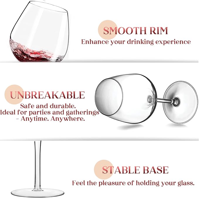 crayline Plastic Wine Glasses Set of 4(15oz) | 100% Tritan & BPA Free | Unbreakable Wine Glasses with Stem | Dishwasher Safe | Perfect For Pool, Patio, Camping, Outdoor Parties, Everyday Use.