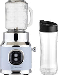 Culinary Chef, 300W Smoothie Maker Blender with 500ml Glass Mason Jar & 600ml BPA-Free Sports Bottle, Personal Smoothie Blender for Smoothies, Shakes, Frozen Fruit & Ice, Blue