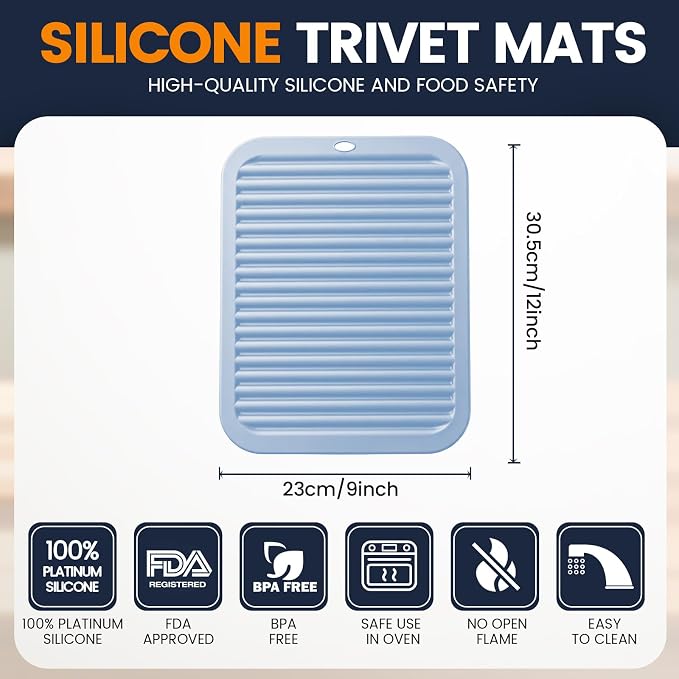 Silicone Trivet Mats 4 Heat Resistant Pot Holders Multipurpose Non-Slip Hot Pads for Kitchen Potholders, Drying mat, Jar Opener, Spoon Holder, Coaster(Bamboo Moon)
