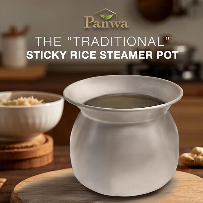 Sticky Rice Aluminum Cook Pot from Thailand - Genuine Replacement Pot for Traditional Steamer Crock, Family Size 8.67 Inch Standard Diameter (22 cm)