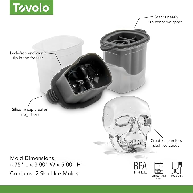Tovolo, Set Ice Molds Skull, 2 Count