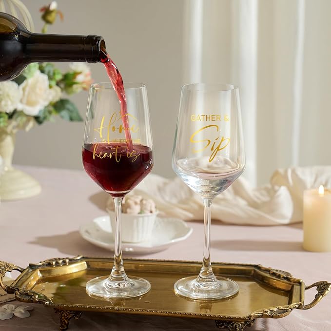 AW BRIDAL House Warming Gifts New Home Wine Glasses Set of 2 for Couples | New Apartment Gift Basket for Homeowner, Cool Housewarming Party Decorations Ideas, 2026 Closing Gifts for Home Buyers